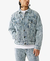 True Religion Men's Oversized Distressed Rope Stitch Jacket