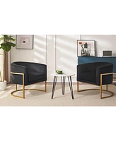 Upholstered velvet chair Gold metal bracket, medieval living room office tea room lounge chair with curved backrest