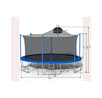 14FT Trampoline for Adults & Kids with Basketball Hoop, Outdoor Trampolines w/Ladder and Safety Enclosure Net for Kids and Adults