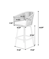 Mondawe Outdoor Bar Stools Set of 2, 2-Piece Patio with Armrests, All Weather Rattan Chairs Backrest, Wicker for Backya