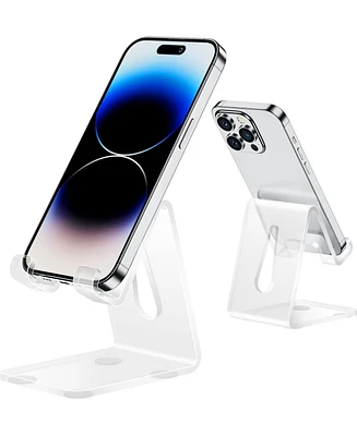 Acrylic Phone Stand for Desk Transparent Cell Phone Stand, Clear Phone Holder for Desk, Office Desk Accessories,Desk Decor, Phone Accessories, Compati