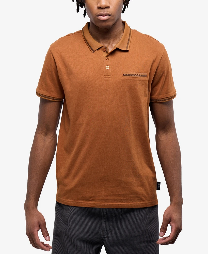 X-Ray Men's Polo with Jacquard Rib and Chest Pocket Shirt
