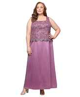 Alex Evenings Plus Stretch Tulle 3/4-Sleeve Jacket Dress
