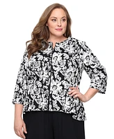 Alex Evenings Plus 3/4-Sleeve Zip-Front Top