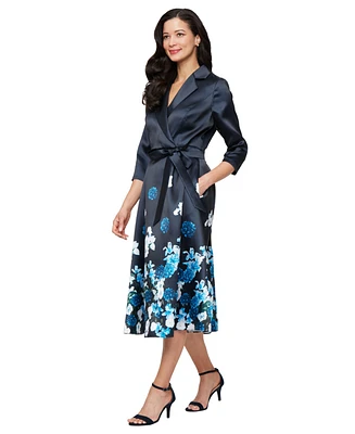 Alex Evenings Women's Stretch Faille 3/4-Sleeve A-Line Dress