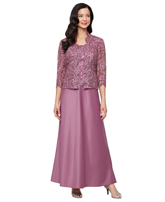 Alex Evenings Women's Stretch Tulle 3/4-Sleeve Jacket Dress