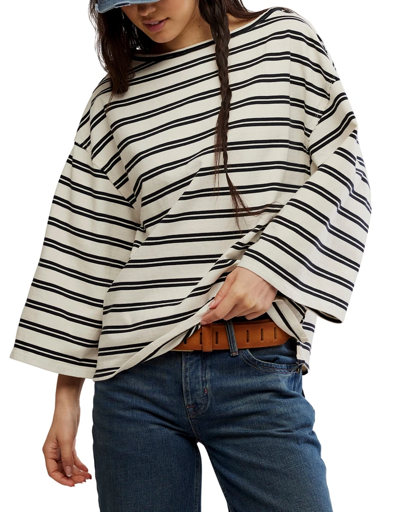 Free People Women's Cest La Vie Boat-Neck Cotton T-Shirt