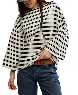 Free People Women's Cest La Vie Boat-Neck Cotton T-Shirt