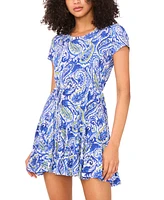 Msk Women's Printed Jersey Short Fit & Flare Dress