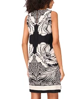 Msk Women's Printed Short Sleeveless Shift Dress