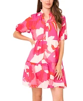 Msk Women's Printed Tiered Short Babydoll Dress