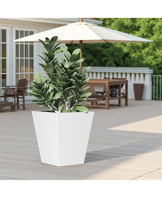 22" Metal Tapered Planter - Burnished White