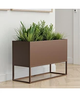 Large Metal Planter with Shelves & Drainage