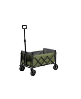 Folding Beach Wagon - Heavy Duty, Portable, Outdoor Cart - Army Green