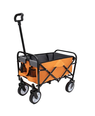 Collapsible Wagon Cart with Straps - 225lb Capacity - Orange
