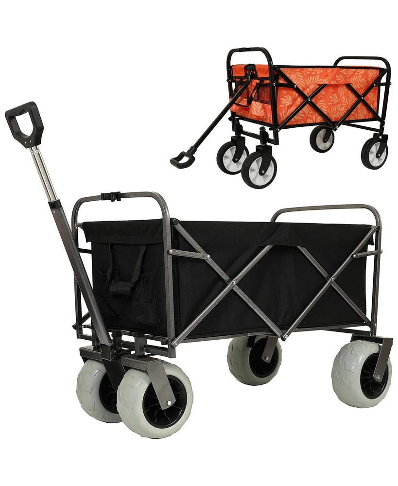 Heavy-Duty Beach Wagon & Foldable Utility Cart Combo