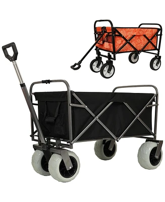Heavy-Duty Beach Wagon & Foldable Utility Cart Combo