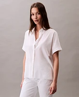 Calvin Klein Women's Short-Sleeve Button-Down Collared Shirt