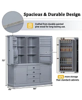 73" Wooden Kitchen Pantry Cabinet
