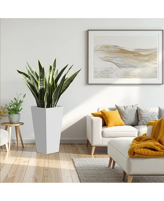 25" Metal Tapered Planter - White, Indoor/Outdoor