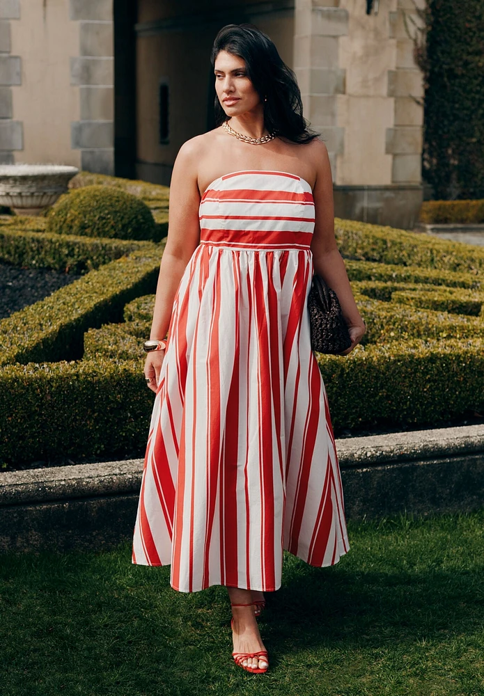 Eloquii Plus Poplin Fit And Flare Maxi Dress