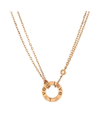 Pre-Owned Cartier 2 Diamonds Love Pendant Necklace 18K Rose Gold with Pink Sapphire and Diamond
