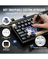 Yunzii AL75 Pro 75% Wireless Mechanical Gaming Keyboard,Full Aluminum Cnc,Bt/2.4G/Wired,Pbt Keycaps,Gasket Mounted Hot Swap,Custom Rgb Backlight