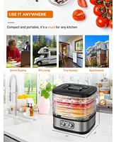 Commercial Chef Food Dehydrator with 5 Adjustable Height Trays, Stainless Steel