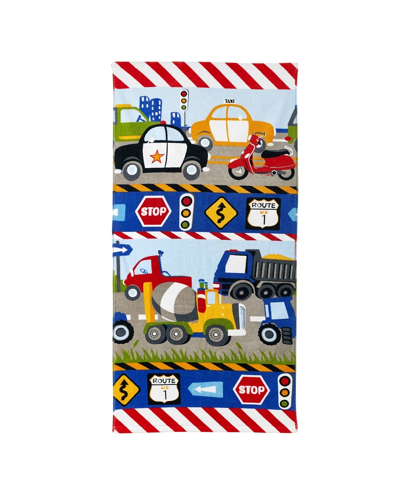 Dream Factory Trains And Trucks Bath Towel, 50" x 25"