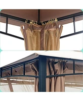10x12 Metal Grill Gazebo with Net & Curtains