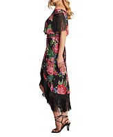 Tadashi Shoji Women's Kaiser Floral Fringe Midi Dress