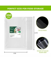 Bonsenkitchen Precut Vacuum Sealer Bags 200 Quart 8" x 12", Bpa Free, Commercial Grade Textured Food Vacuum Sealer Bag, Thick Embossed Bags
