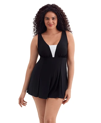 Longitude by Mimi Flamingo Texture Luxe Plunge Swimdress