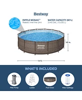 Bestway Power Steel 14' x 42" Above Ground Outdoor Swimming Pool Set with Pump