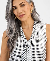 Kasper Women's Diamond-Print Tie-Neck Top, Regular & Petite
