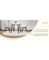 Glass Table & 4 Pu Chairs - Modern Minimalist