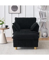 Corduroy Sofa with Ottoman & Pillows - Living Room/Balcony/Study