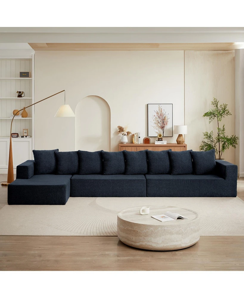 Chenille Modular Sofa – Modern Upholstered Sectional Couch with Plush Seating, Fixed Cushions, and Versatile Design for Living Room, Bedroom