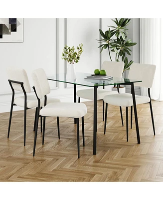 Black and Glass Dining Table Set for 5