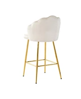 Stylish Velvet Metal Leg Glass Countertop Bar Chairs (Set of 5)