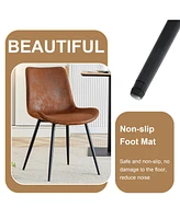 Cozy Modern Mdf Dining Set (67"x35.4") with 4 Brown Fabric Chairs