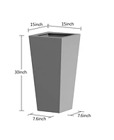 Metal Tapered Planter - 30" Tall, Burnished Grey