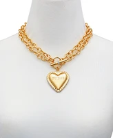Guess Gold-Tone Heart Double Chain 18" Pendant Necklace