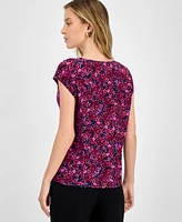 Kasper Women's Ditsy Floral-Print Keyhole-Cutout Top, Regular & Petite