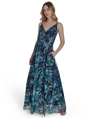 Eliza J Women's Embroidered Sequined Sleeveless Ball Gown