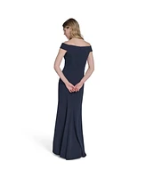 Eliza J Petites Off-The-Shoulder Wrap-Accent Gown