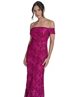 Jessica Howard Petites Soutache Lace Off-The-Shoulder Gown
