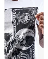 heads or tails Men's Skull And Money Rhinestone Crew T-Shirt