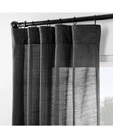 Tan Rustic Weave Sheer Linen Curtains (2 Panels) Rod Pocket Window and Drapes, 50 W X 108 L