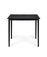 Outdoor Minimalist Acacia Wood Rectangle Bar Table - Dark Gray